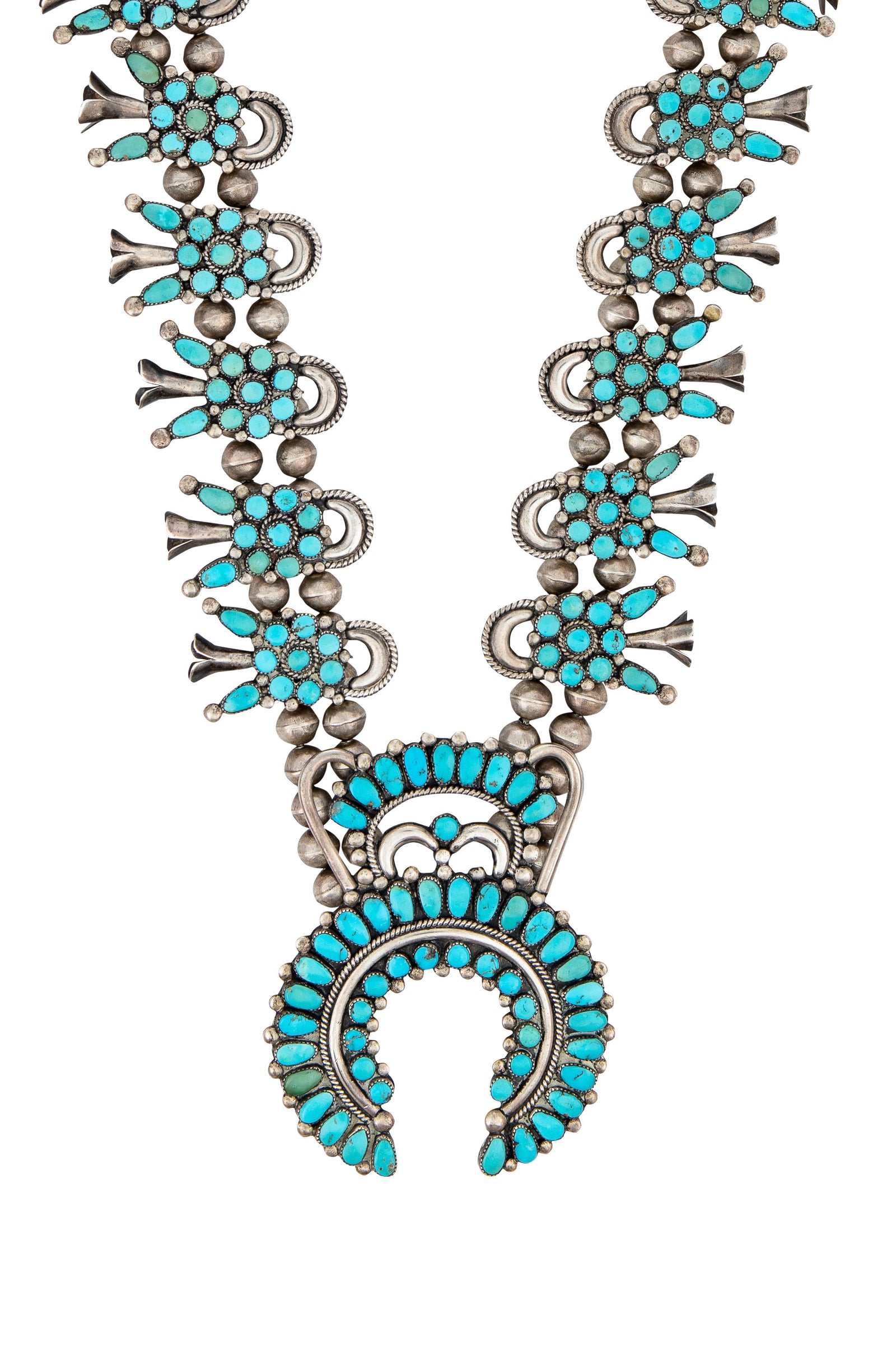 Turquoise Jewelry - Squash Blossom Vail Tagged Dennis Hogan