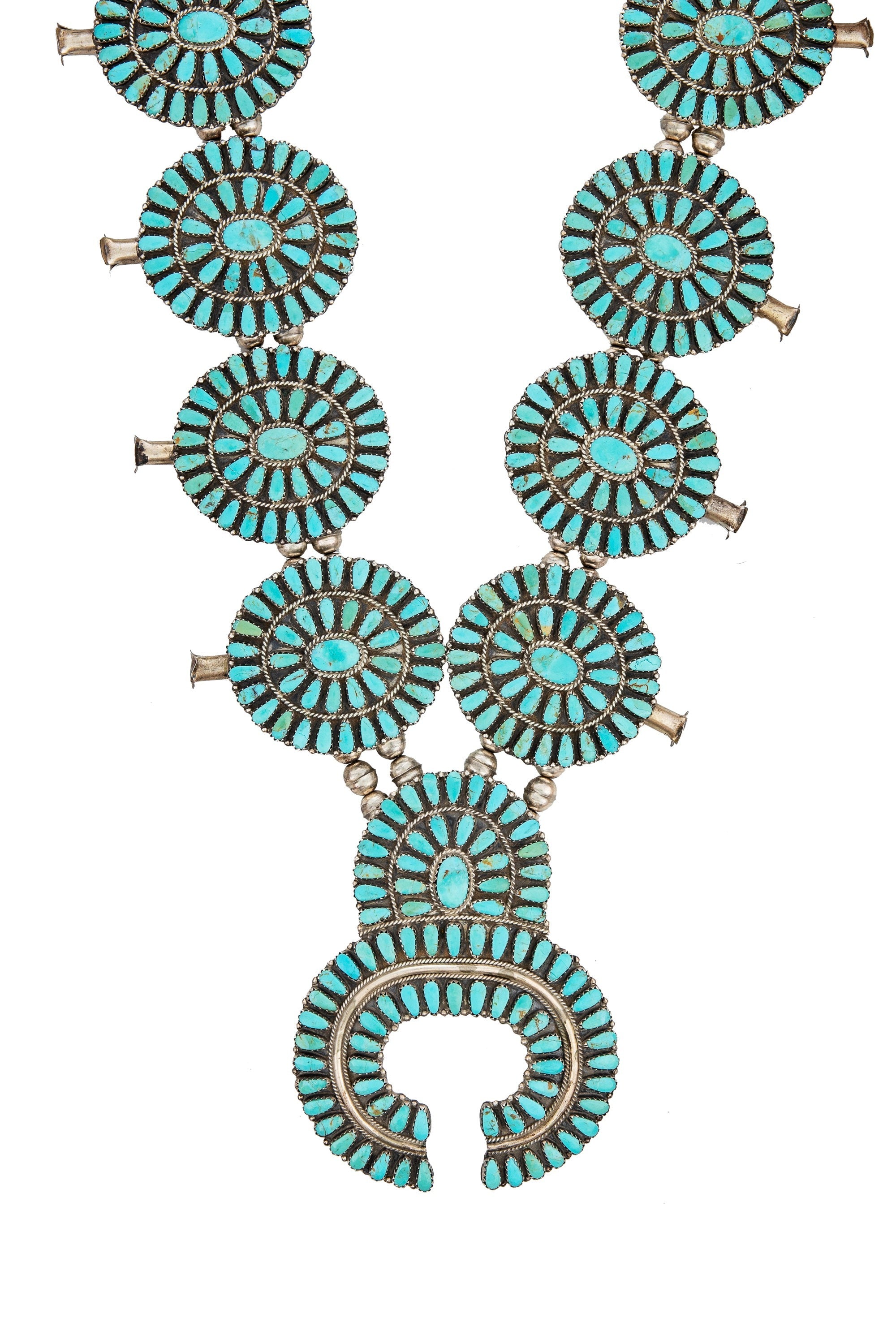 Necklace, Squash Blossom, Turquoise, Cluster, Hallmark, Vintage, 1234