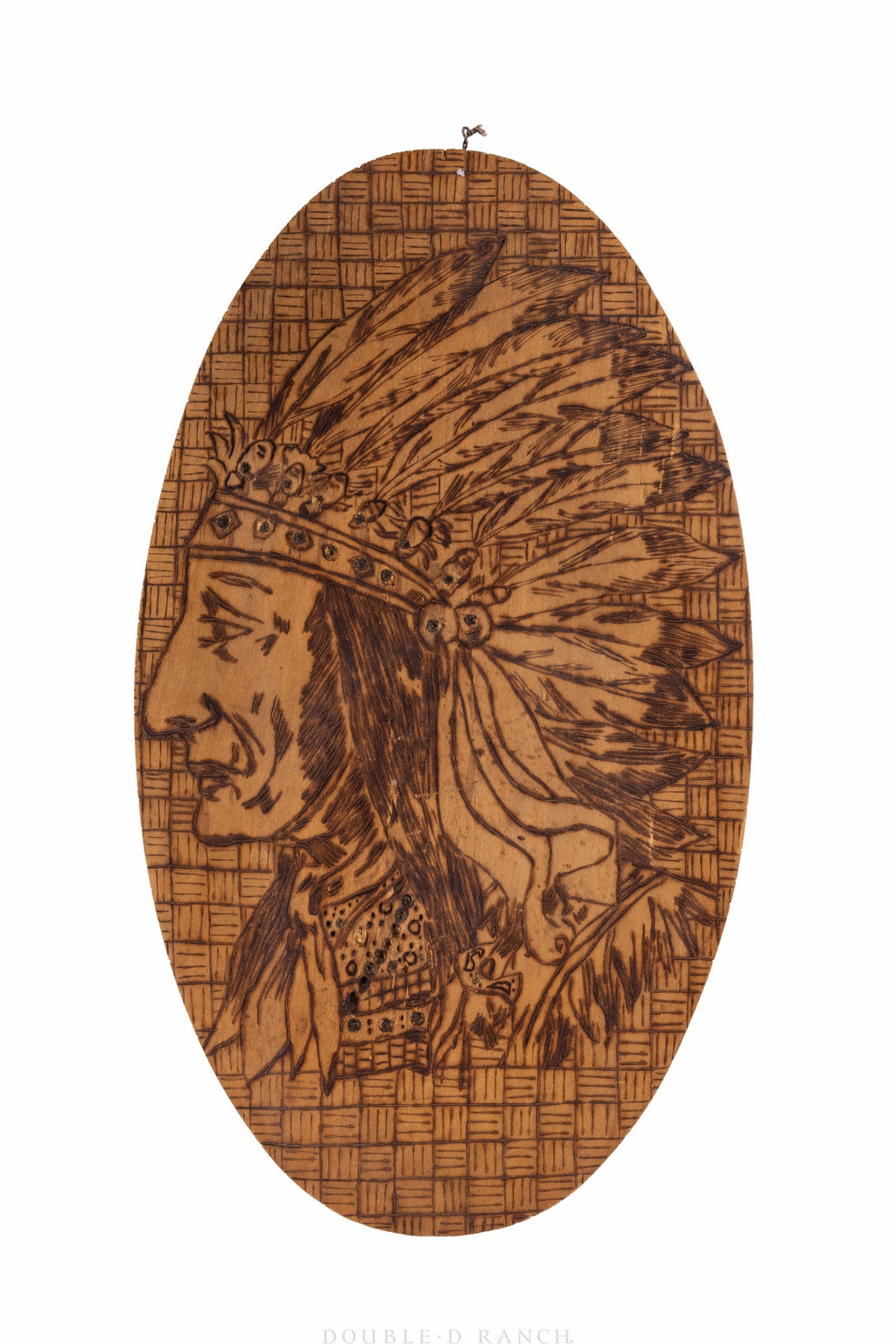 VINTAGE PYROGRAPHY WOOD BURNING ARCHED WOOD INDIAN SCOUT KIT BOARD ONLY