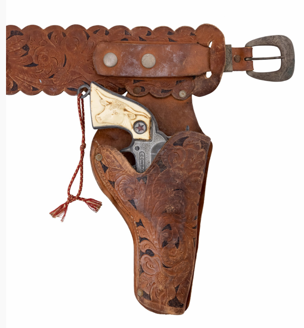 Miscellaneous, Holsters & Pop Pistols, Tooled Leather, Hubley COWBOY Jr., Vintage ‘50s, 121D