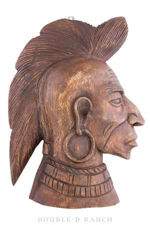 Miscellaneous, Folk Art, Carving, Native American in Profile, Vintage, 651