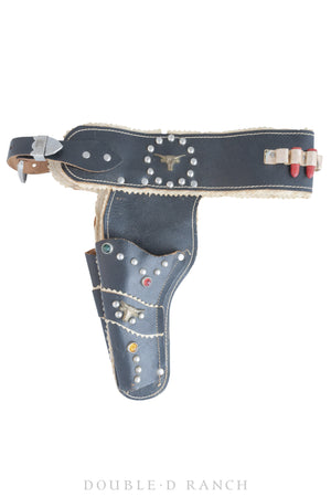 Miscellaneous, Prop, Hopalong Cassidy Toy Holster with Pistols, Leather Vintage ‘50s, 660