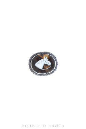 Ring, Inlay, Horse Profile, Repurposed Vintage, 1002