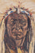 Art, Portrait, Oil on Board, Native American Warrior, Handmade Frames, Unsigned, Vintage, 1125