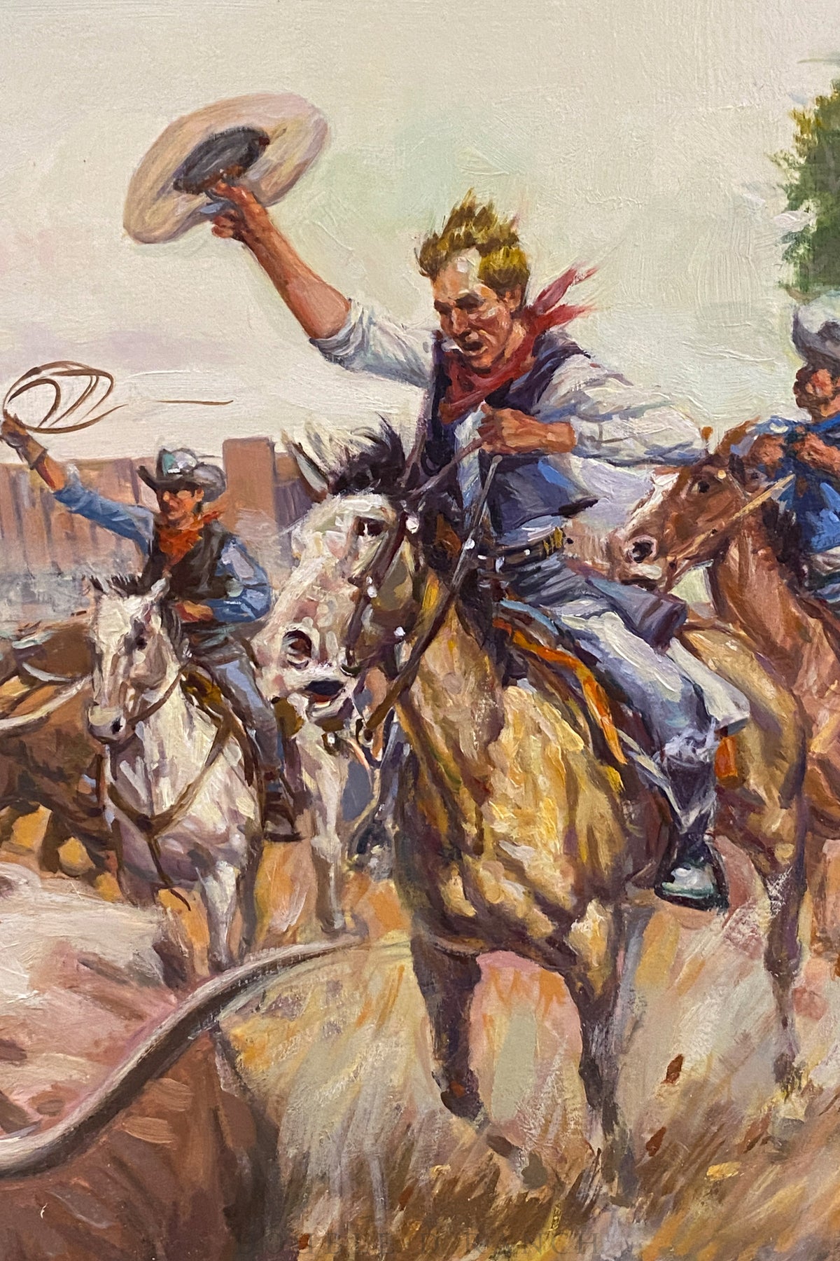 Art, Oil on Board, ‘Texas Cowboys' Cover Art, Book Tearsheet included, Bill Angresano, 2009, 1235