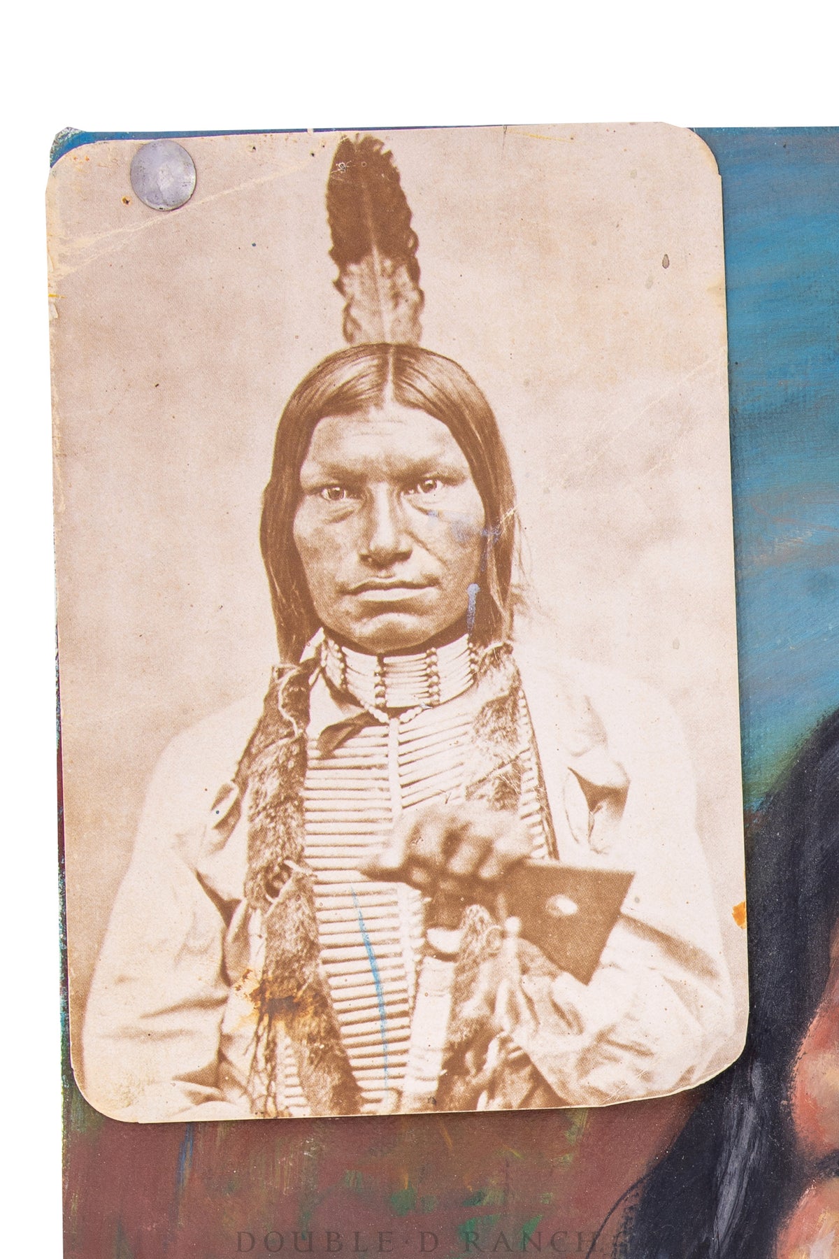 Art, Portrait, Oil on Canvas, "Chief Low Dog, Sioux," Wagener, Vintage ‘80s, 1117