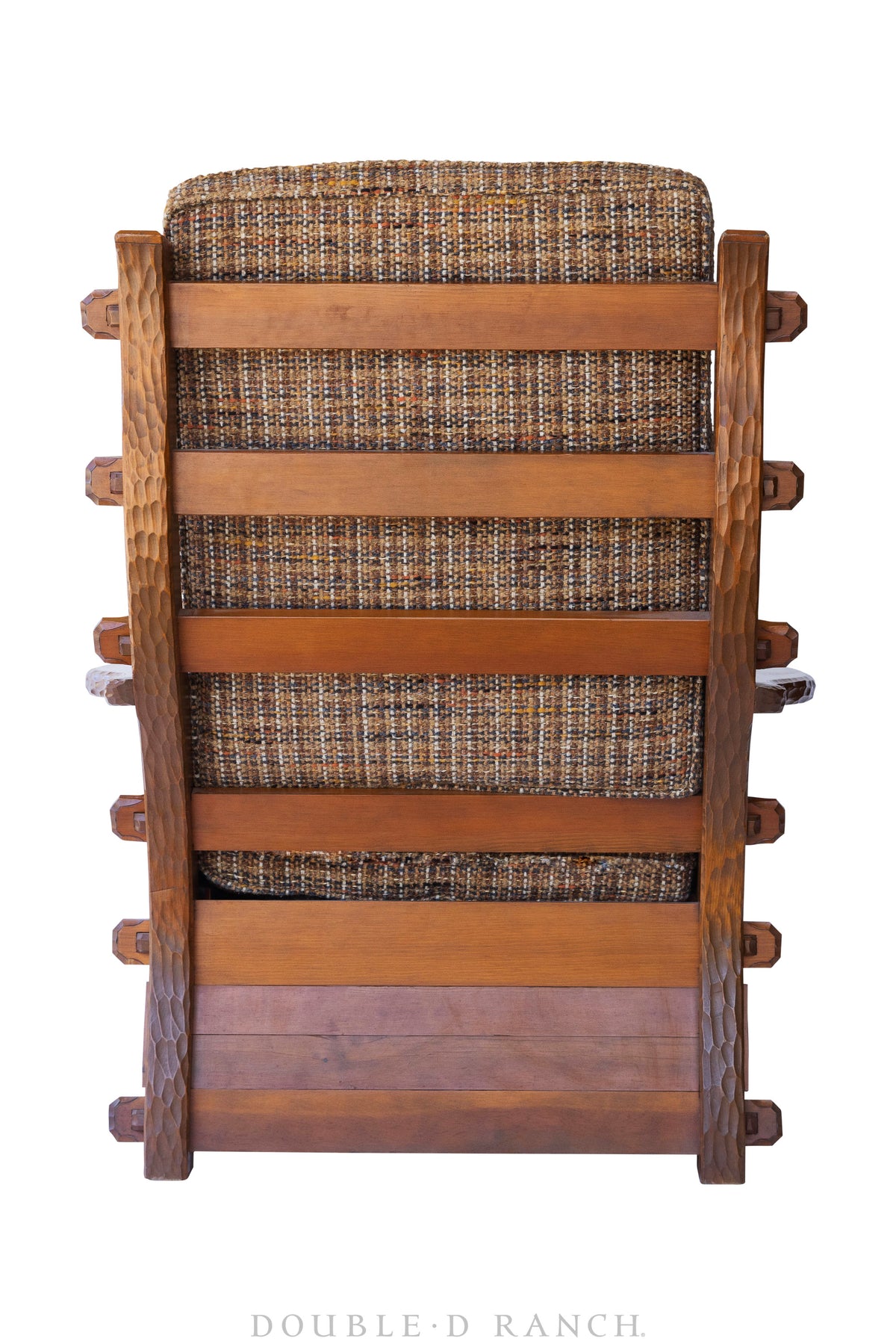 Home, Furniture, Chair, Ranch Style Arm, Hand Carved Wood with pull out Drawer, Bar V Ranch, Provenance, Vintage Estate ‘50s, 206