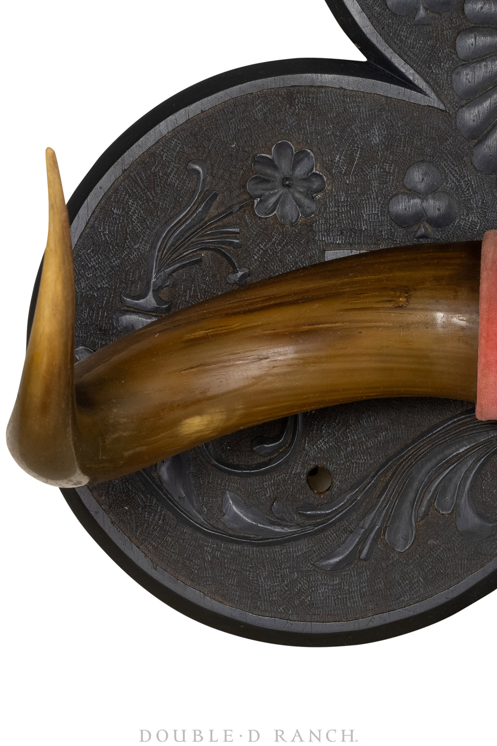 Art, Taxidermy, Horn Rack, Relief Carved Spade Plaque, Double, Antique ...