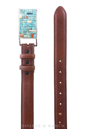 Belt, A Vintage, Buckle, Inlay, Turquoise, Cobblestone, Hallmark, Vintage, 21st Century, 379