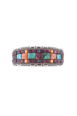 Cuff, Inlay, Turquoise, Leather Lined, Artisan, Charlie Favor, Contemporary, 3166