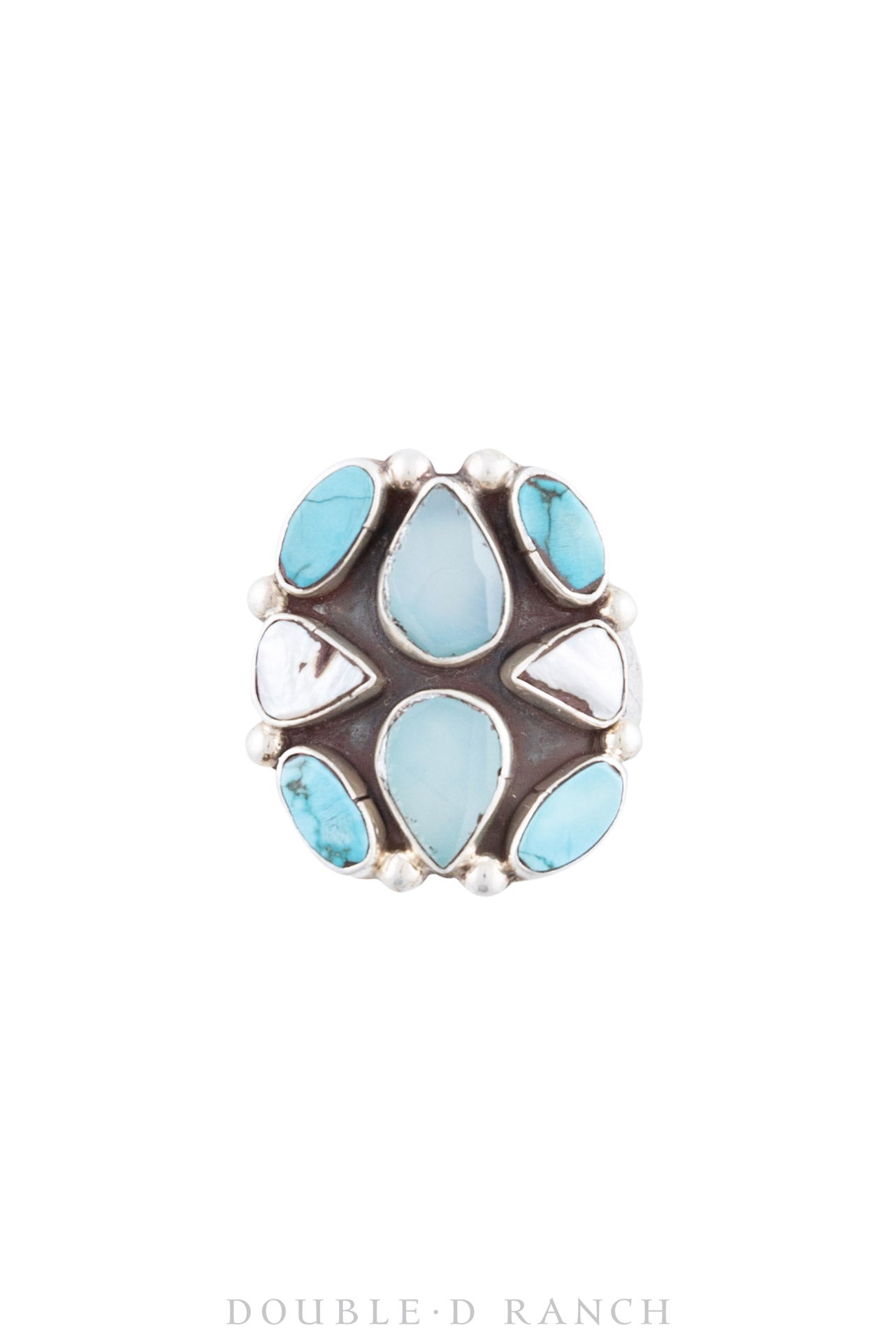 Ring, Oscar Betz, Turquoise, Aquamarine, Mother of Pearl, Hallmark, 989