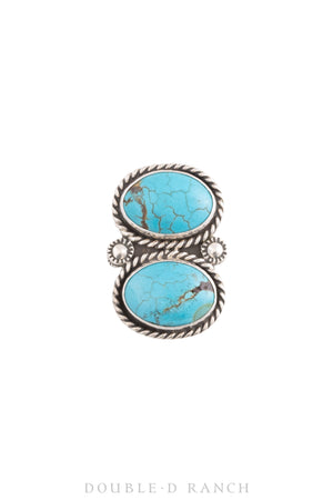 Ring, Turquoise, Double Stone, Hallmark, Vintage, Estate 957