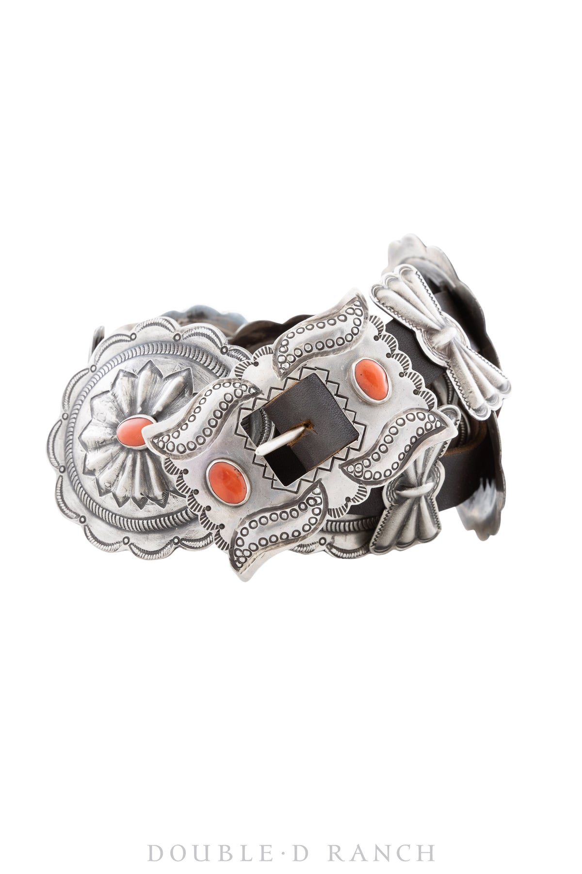 Belt, A Vintage, Concho, Coral, Repousse, Hallmark, Vintage, 369