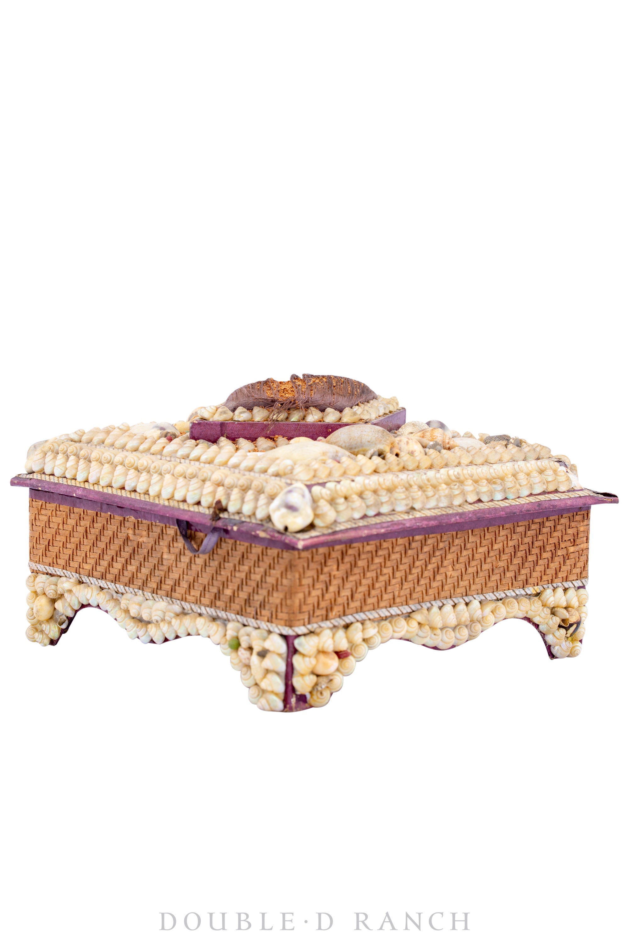 Miscellaneous, Encrusted Shell Box, Vintage, 495