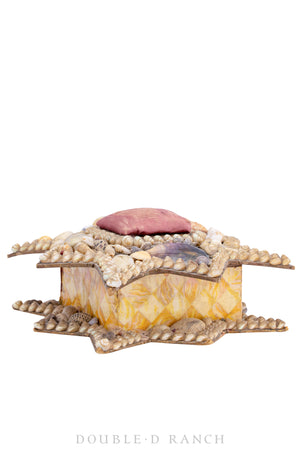 Miscellaneous, Encrusted Shell Box, Vintage, 494