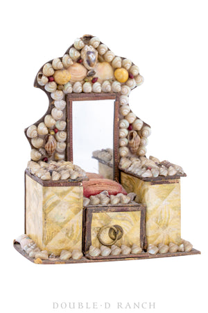 Miscellaneous, Encrusted Shell Jewelry Box, Vintage, 483