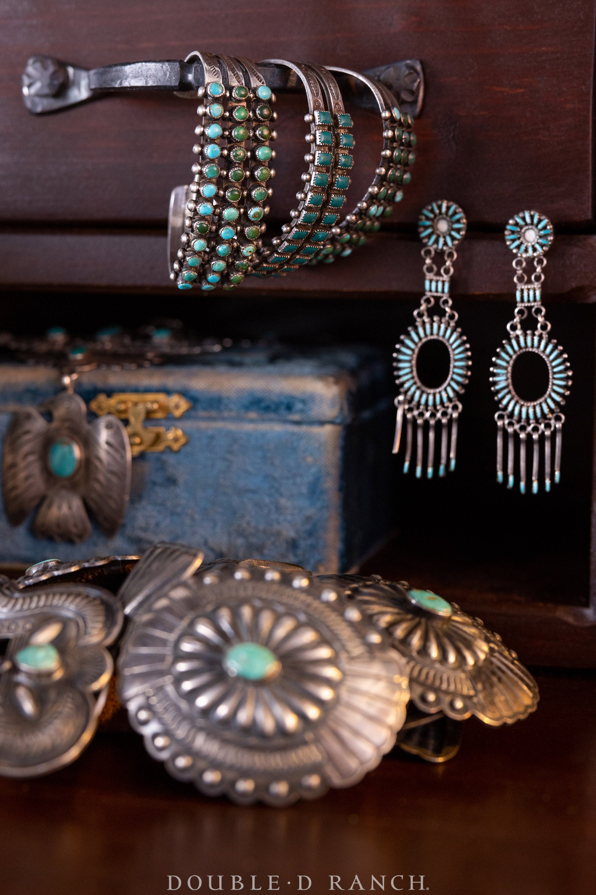 Earrings, Turquoise, Zuni, Needlepoint, Marked, Vintage, Early, 845