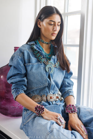 Vintage 40's Navajo Squash Blossom Necklace King's Manassa Turquoise S –  Black Shag Vintage