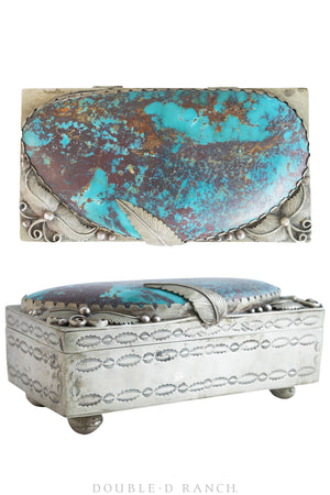 Miscellaneous, Box, Turquoise, Large Specimen Stone, Applique, Vintage, 657