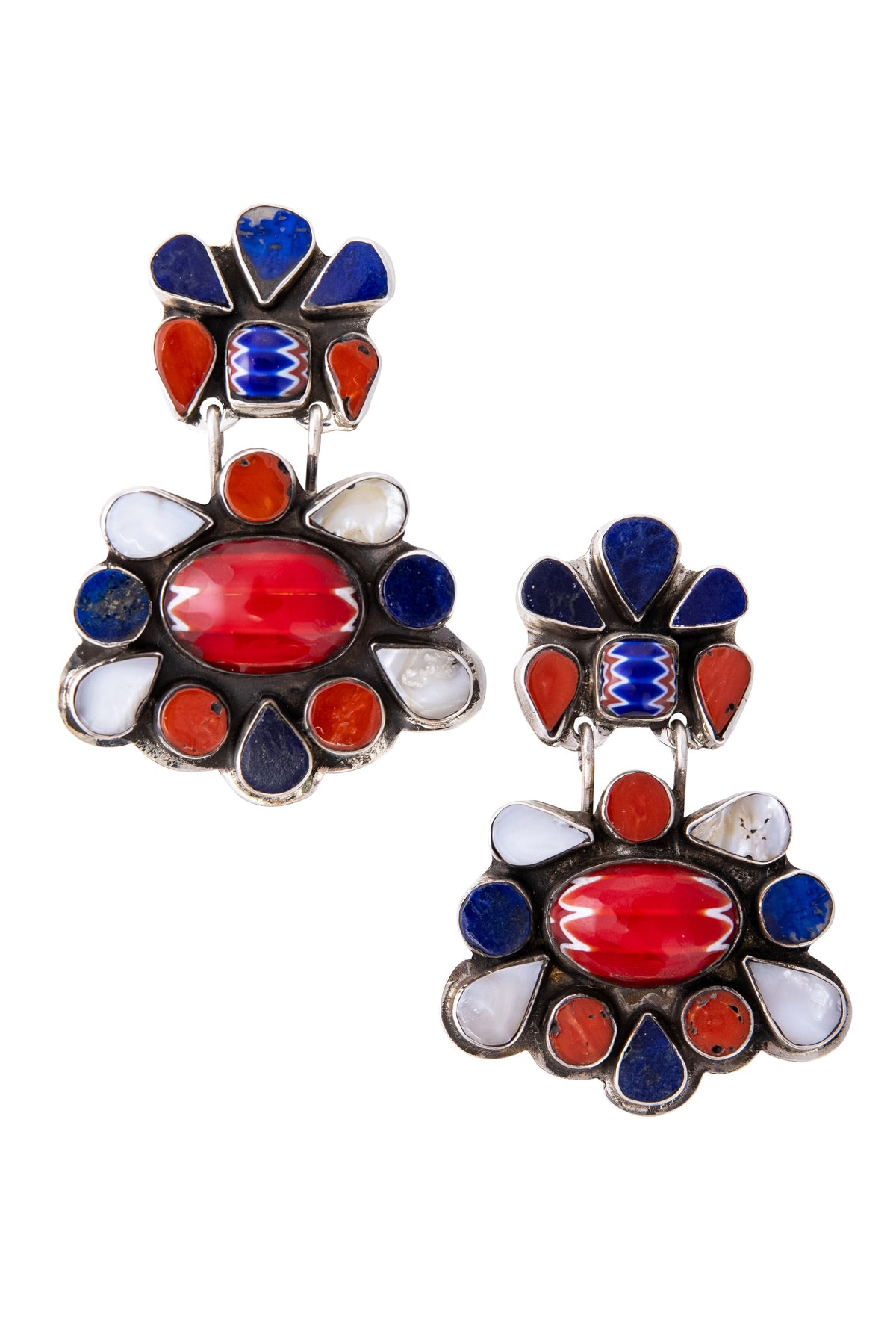 Earrings, Oscar Betz, Chandelier, Multi Stone, Hallmark, 684