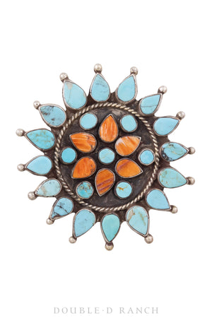 Pin, Oscar Betz, Turquoise, Orange Spiny Oyster, Contemporary, 749