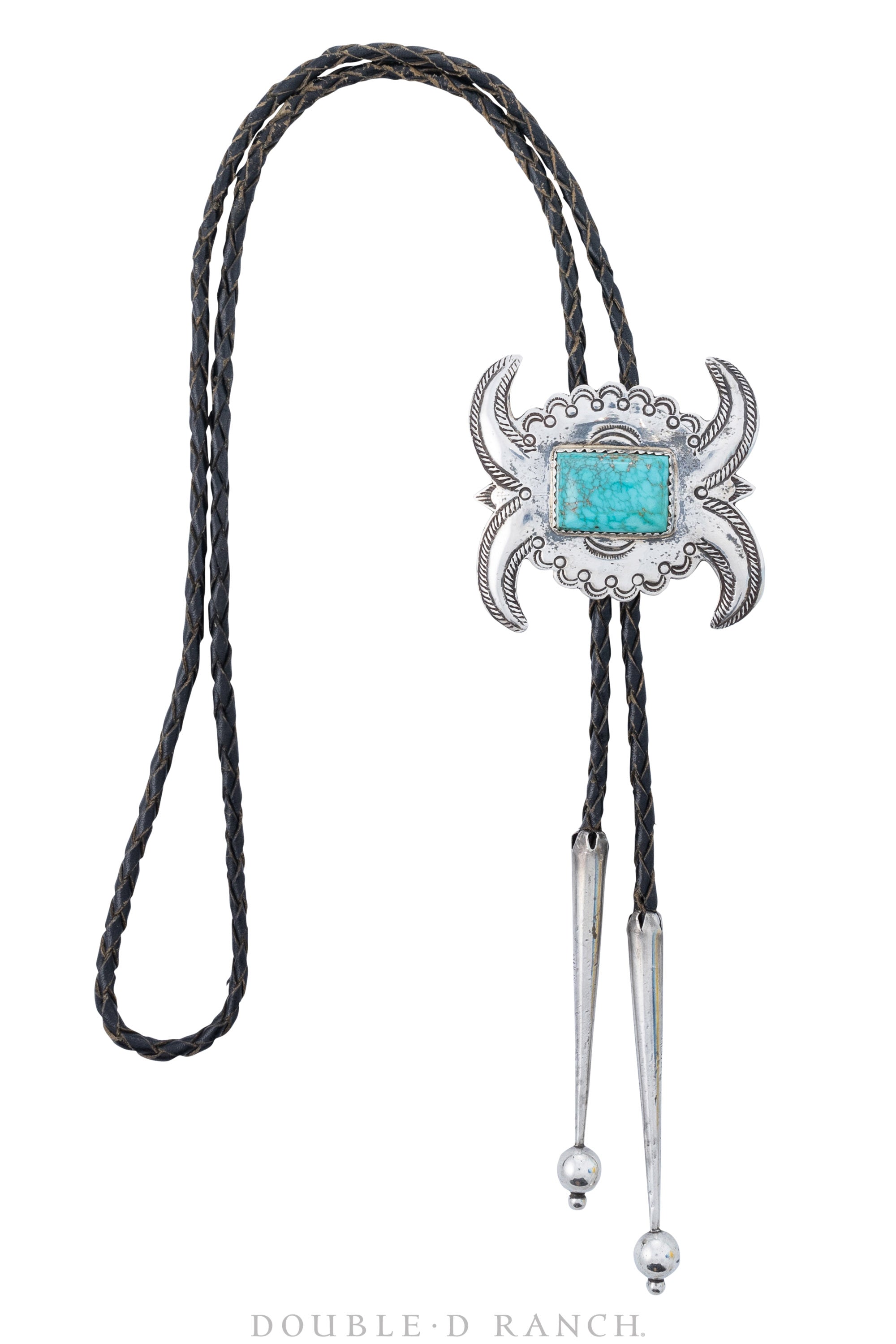 Bolo, Concho-Stylized, Turquoise, Vintage Mid-Century, 1450