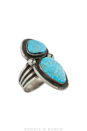 Ring, Turquoise, Double Stone, Hallmark, Contemporary 844