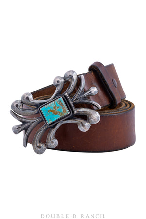 Belt, A Vintage, Buckle, Cast, Turquoise, Navajo, Hallmark, Vintage, 200