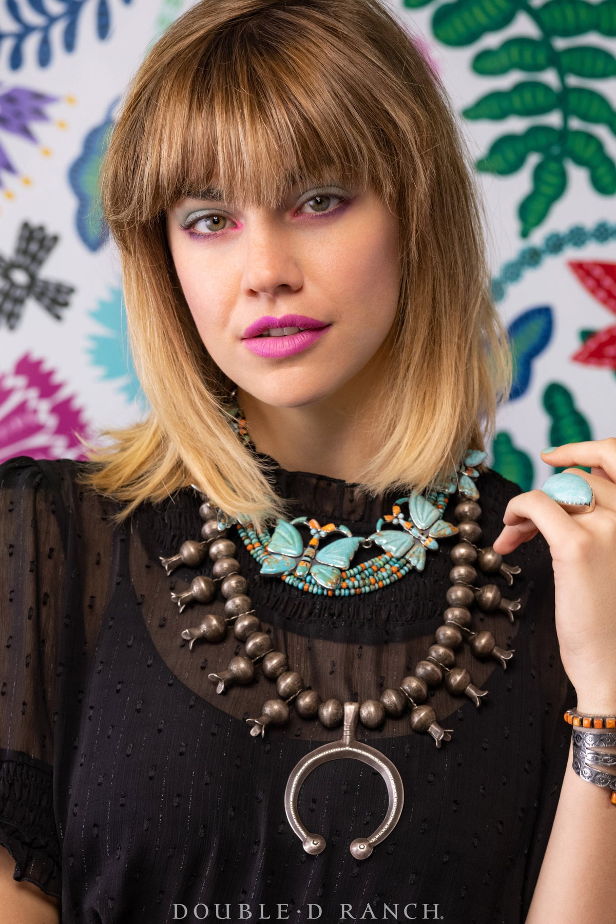 Necklace, Squash Blossom, Coin Silver, Vintage, Early 20th Century, 1347