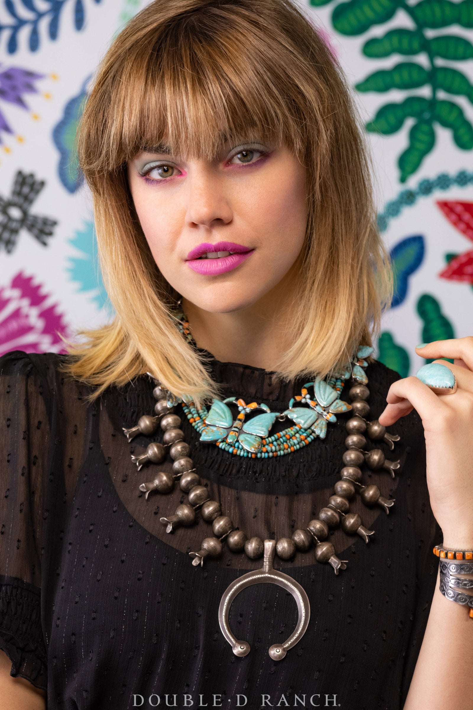 Necklace, Squash Blossom, Coin Silver, Vintage, Early 20th Century, 1347