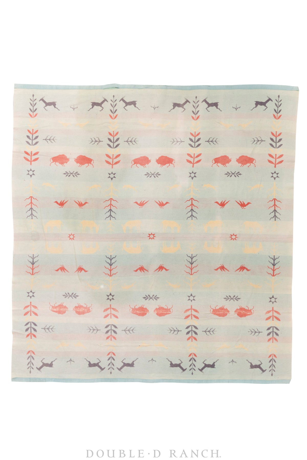 Home,  Textile, Camp Blanket, Buffalo, Deer & Antelope Motifs, Vintage, 132