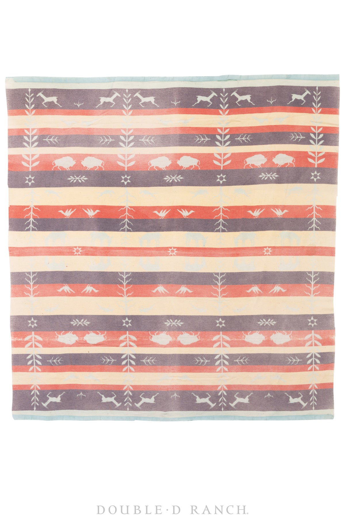 Home,  Textile, Camp Blanket, Buffalo, Deer & Antelope Motifs, Vintage, 132