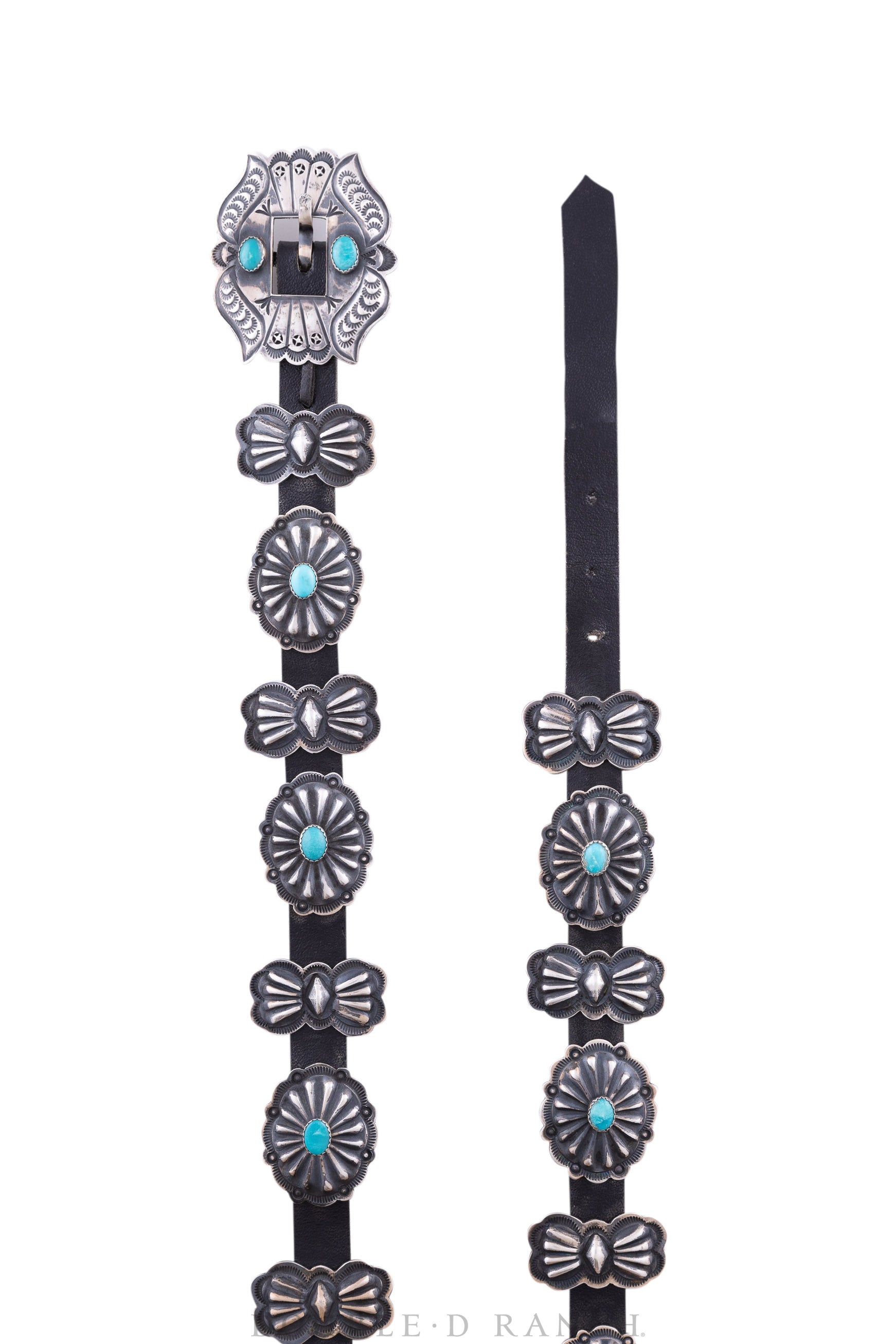 Belt, A Concho, Turquoise, Stamped Conchos with Coordinating Butterfly