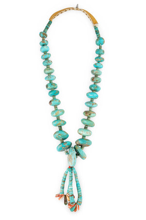 Necklace, Natural Stone, Jacla, Turquoise Heishi, Vintage, Mid Century, 1065