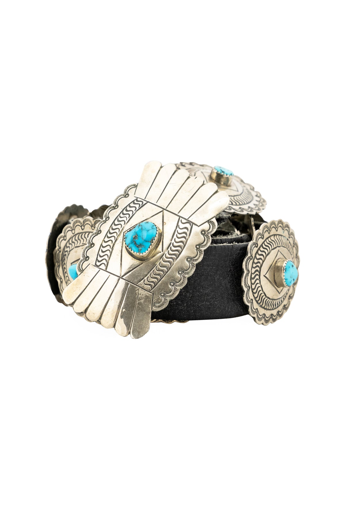 Belt, A Vintage, Concho, 3rd Phase Revival, Turquoise, ‘70s, 1023
