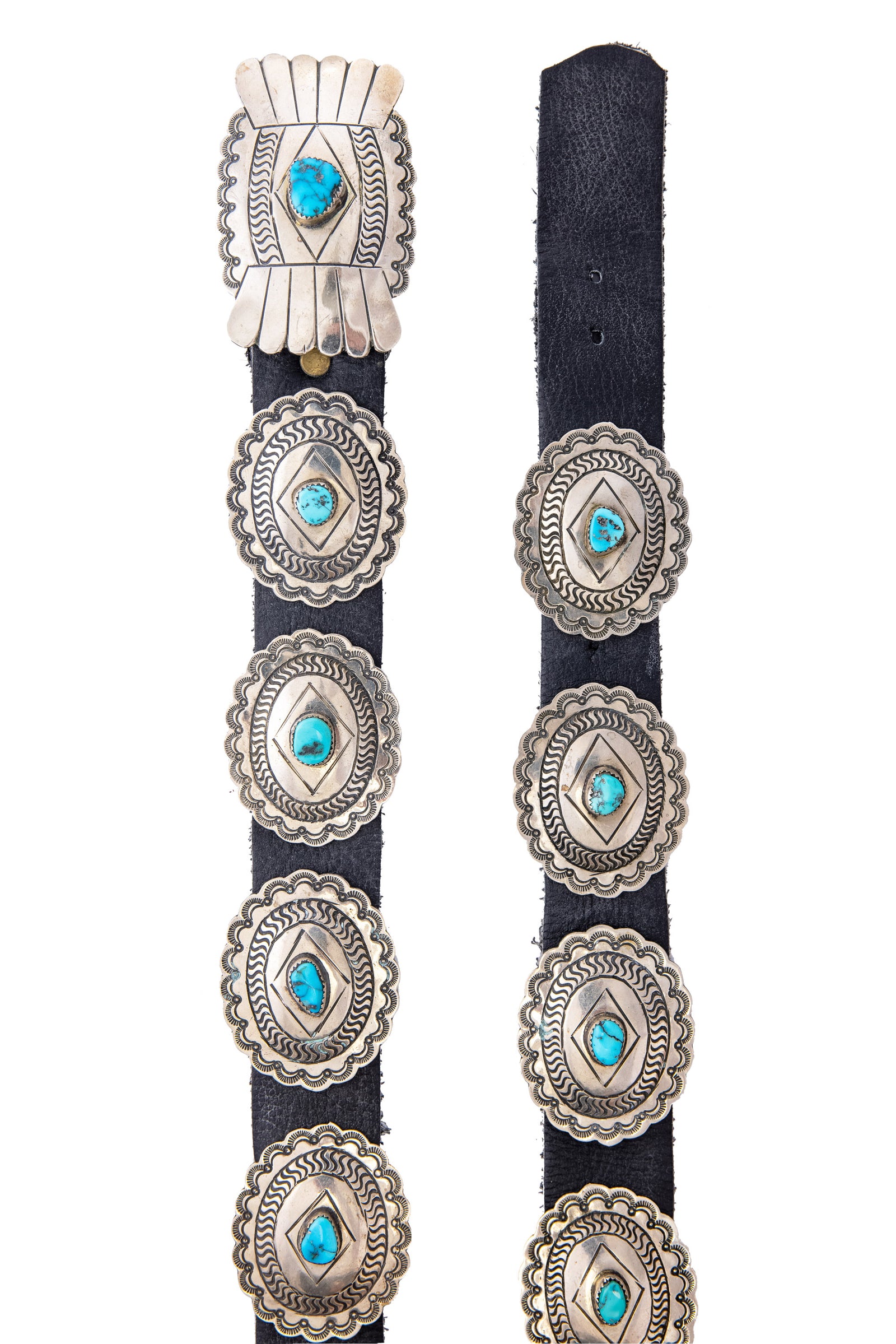 Belt, A Vintage, Concho, 3rd Phase Revival, Turquoise, ‘70s, 1023