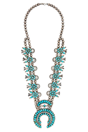 Necklace, Squash Blossom, Turquoise, Hallmark & Date, Vintage, 61, 1230