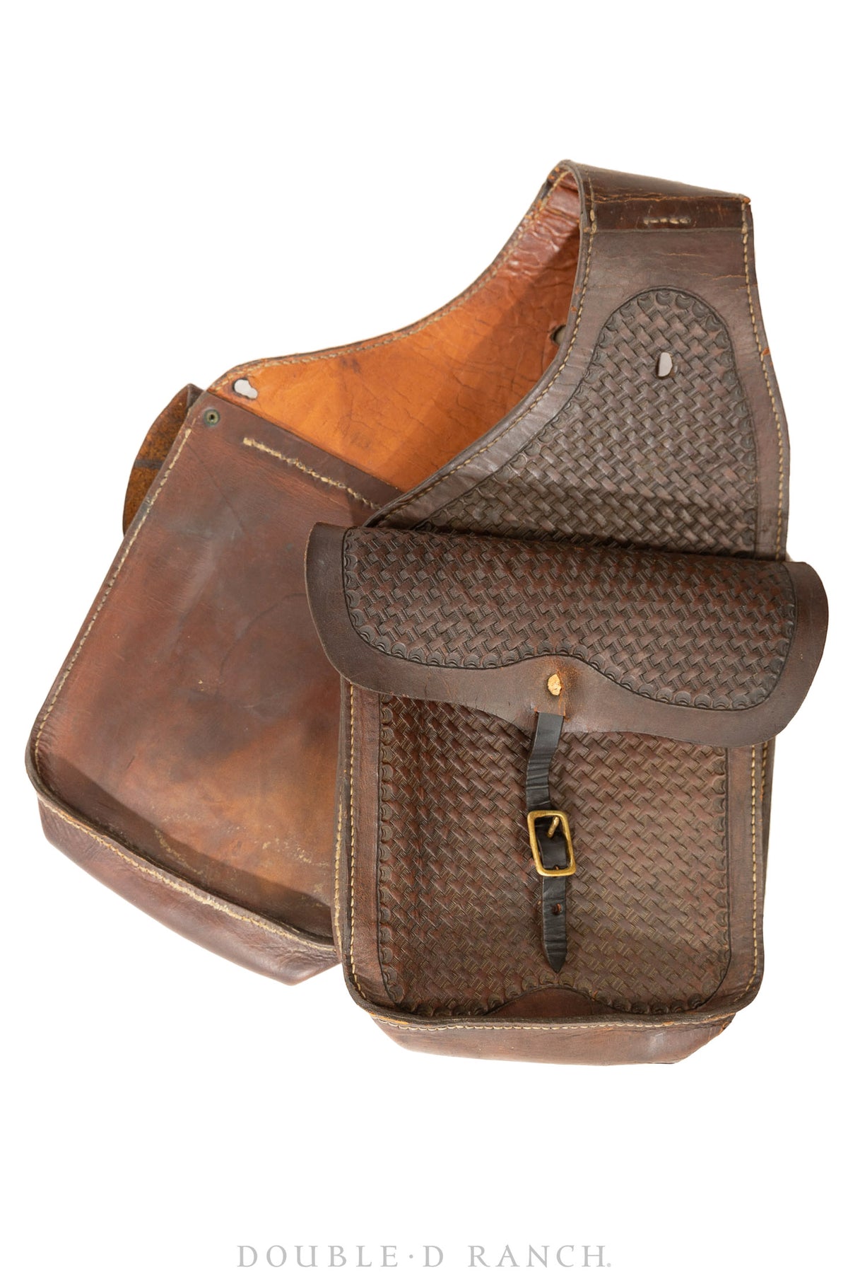 Miscellaneous, Saddlebags, Hand Tooled, Basketweave, Vintage, 643