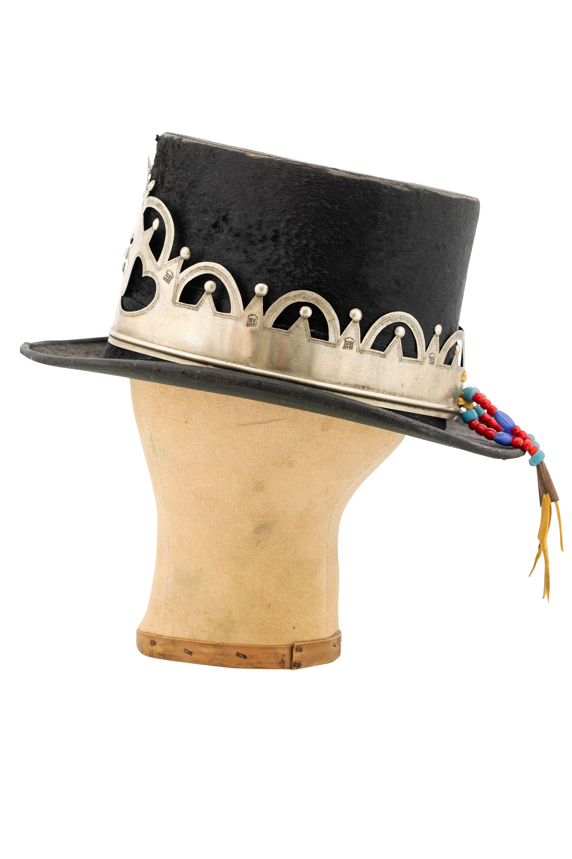 Hat, Top Hat with Reproduction Hudson Bay Trade Crown, Vintage Mid 20th Century