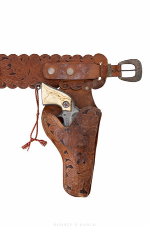 Miscellaneous, Holsters & Pop Pistols, Tooled Leather, Hubley COWBOY Jr., Vintage ‘50s, 121D