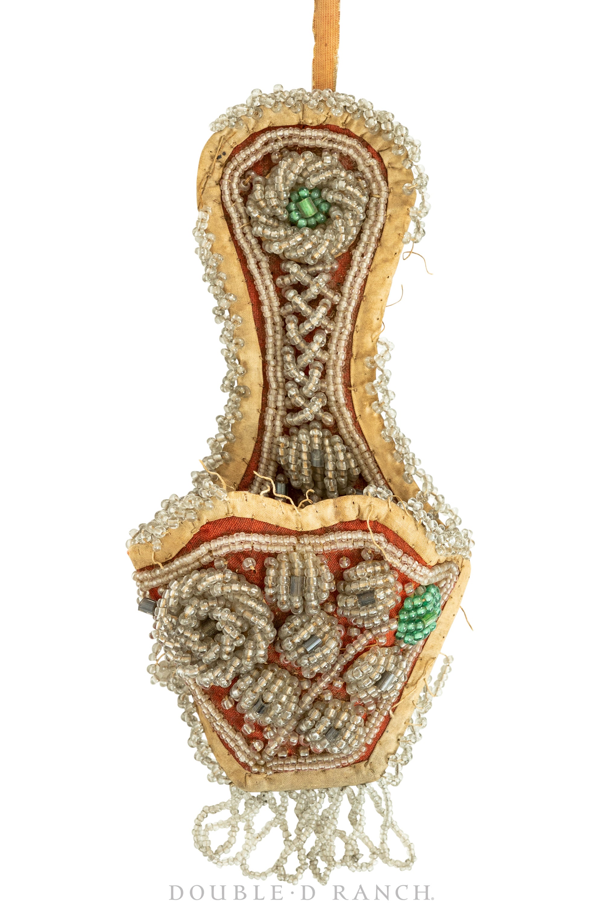 Whimsey, Wall Pocket, Slipper, Heavy Beading, Vintage, Late 19th Century, 243