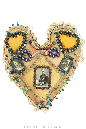 Whimsey, Cushion, Heart, English, Field Marshal Frederick Roberts, Vintage, Late 19th Century, 24
