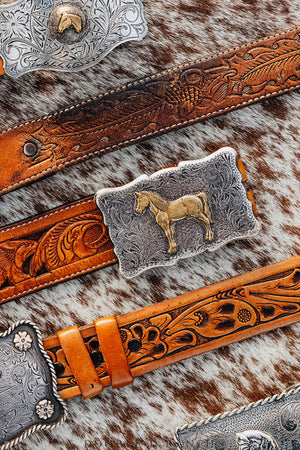 Belt, A Vintage, Buckle, Western, Horse Profile, Marked, Vintage late ‘40s, 170