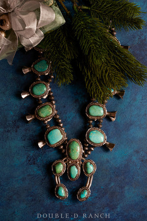 Sold at Auction: Vintage Turquoise Squash Blossom Necklace