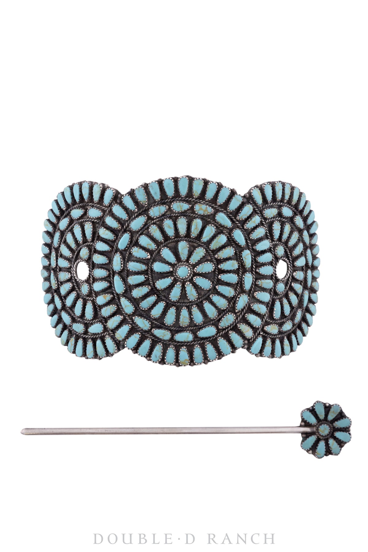 Miscellaneous, Hair Accessory, Ponytail Holder with Stick Slider, Turquoise, Cluster, Hallmark, Vintage, 537