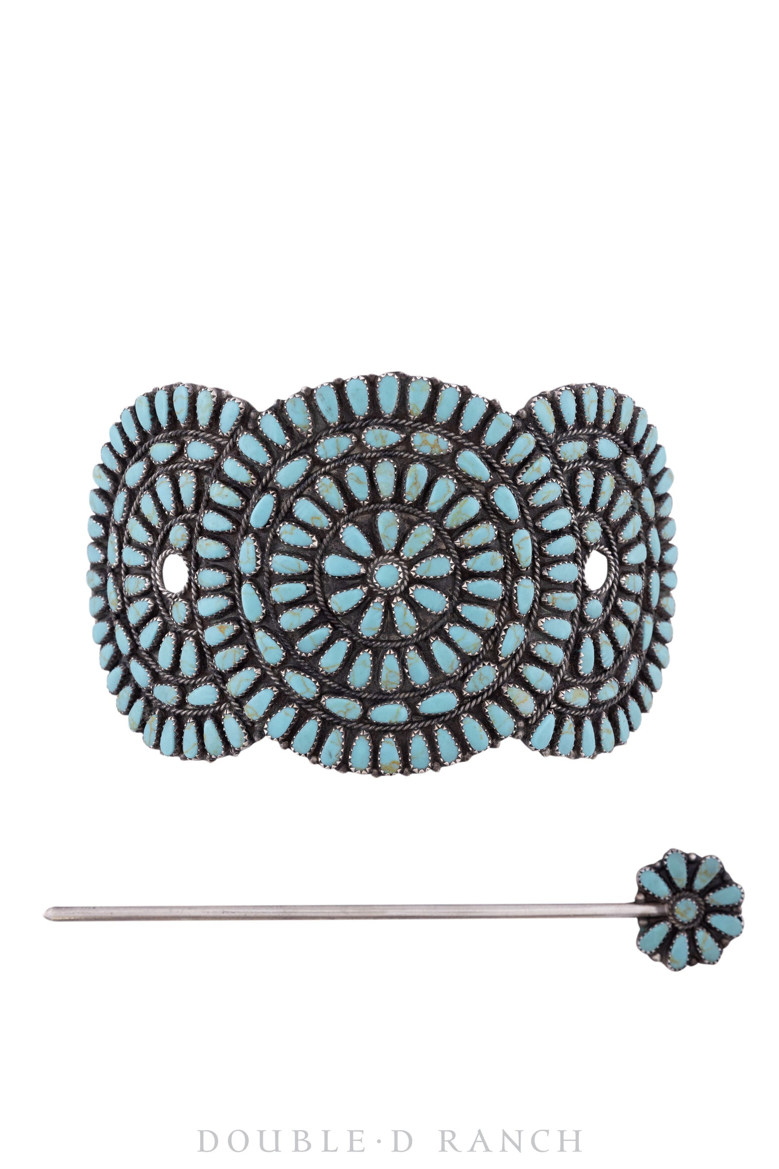 Miscellaneous, Hair Accessory, Ponytail Holder with Stick Slider, Turquoise, Cluster, Hallmark, Vintage, 537