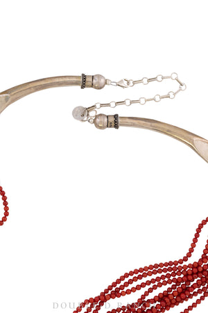 Necklace, Bead, Coral, Multistrand, Hallmark, Vintage 21st Century, 1545