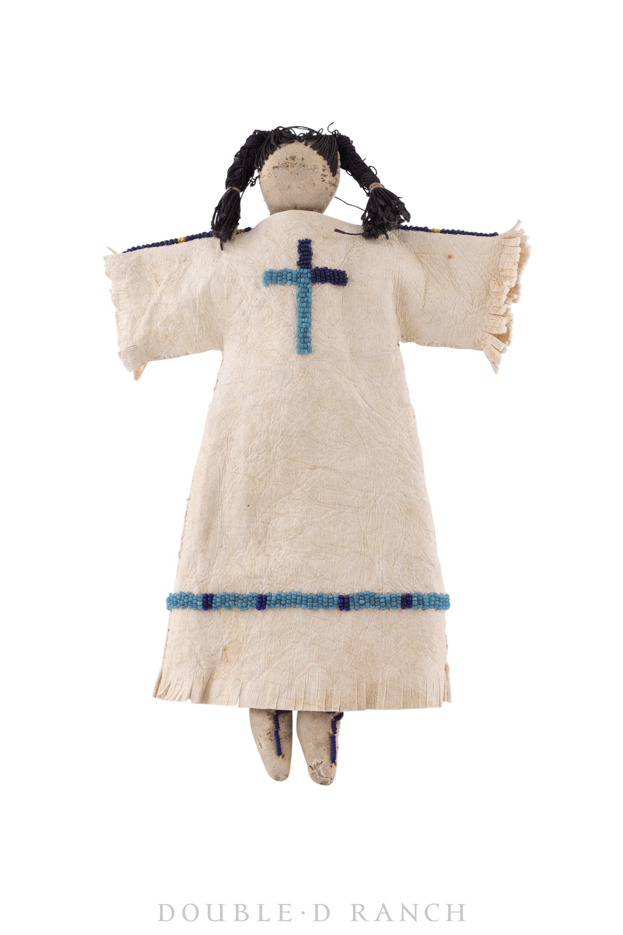 Miscellaneous, Doll, Plains, Buckskin Dress with Beading, Vintage Mid