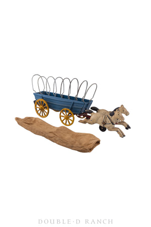 Miscellaneous, Cast Iron Wagon with Horses, Vintage, 530