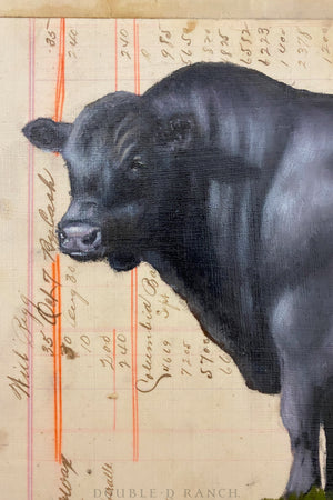 Art, Angus Bull, Archival Gesso Board with Vintage 1911 Ledgers, Julie Asher, Contemporary, 1245